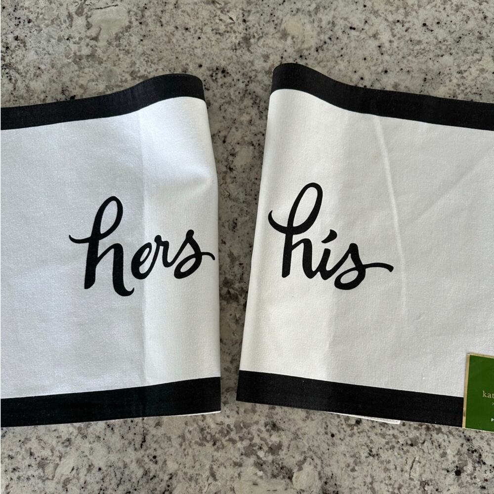 Kate Spade New York Black/White His & Hers set of 4 100% cotton Placemats NWT